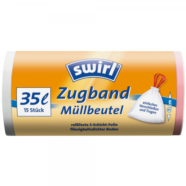 Swirl Müllbeutel Zugband 35l 15er
