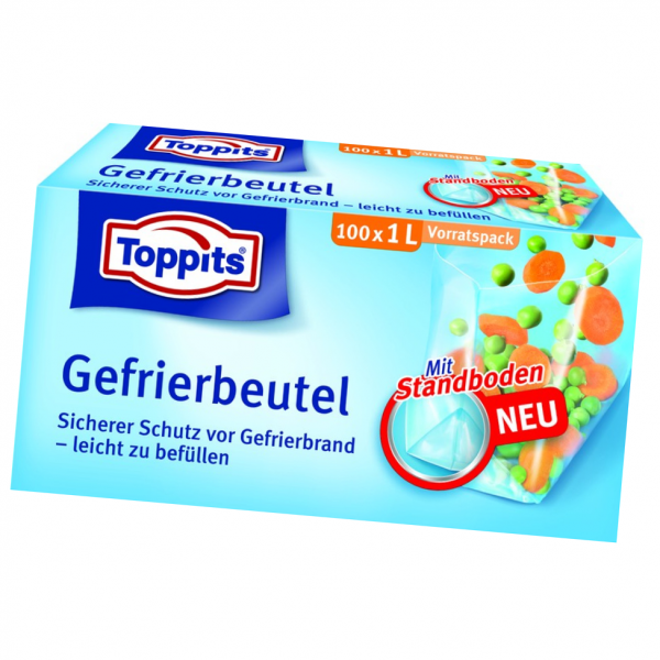 Toppits® Gefrierbeutel Standboden 1L 100 Stück