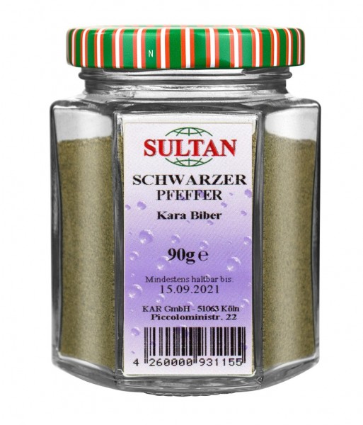 Sultan Schwarzer Pfeffer Glas 90g gemahlen