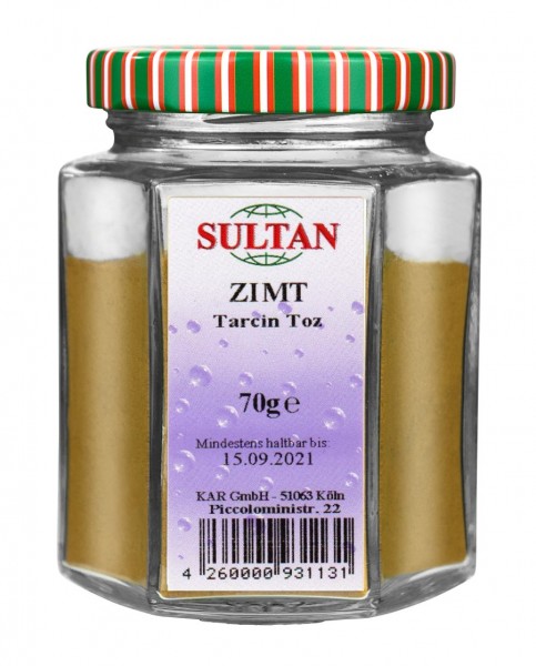 Sultan Zimtpulver Glas 70g