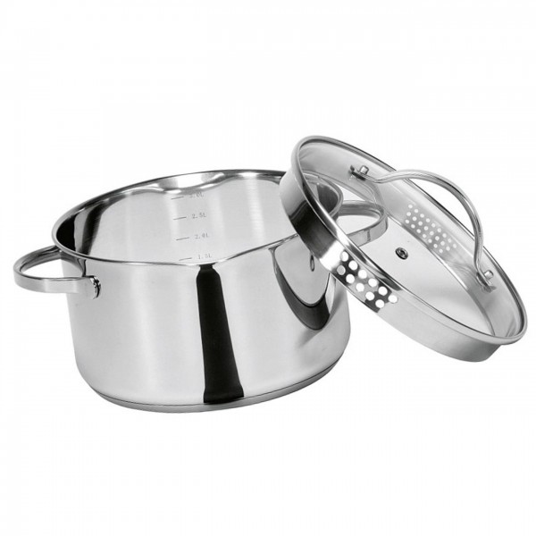 Krüger Topf mit Ausguß 16cm Edelstahlkochtopf