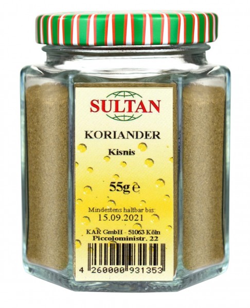 Sultan Koriander, gemahlen Glas 55g