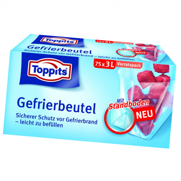 Toppits® Gefrierbeutel Standboden 3l 75 Stück